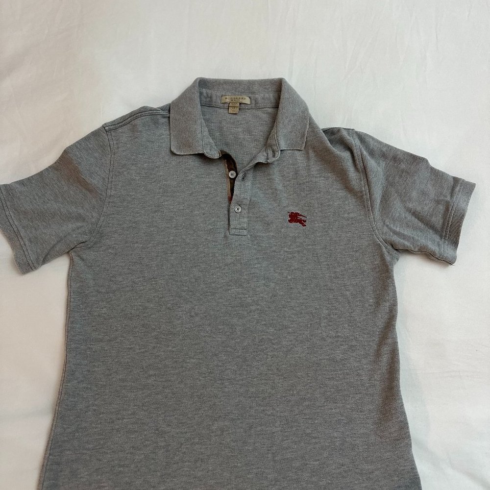 Men's Burberry Britt Monograf Gray & Plaid Polo Shirt